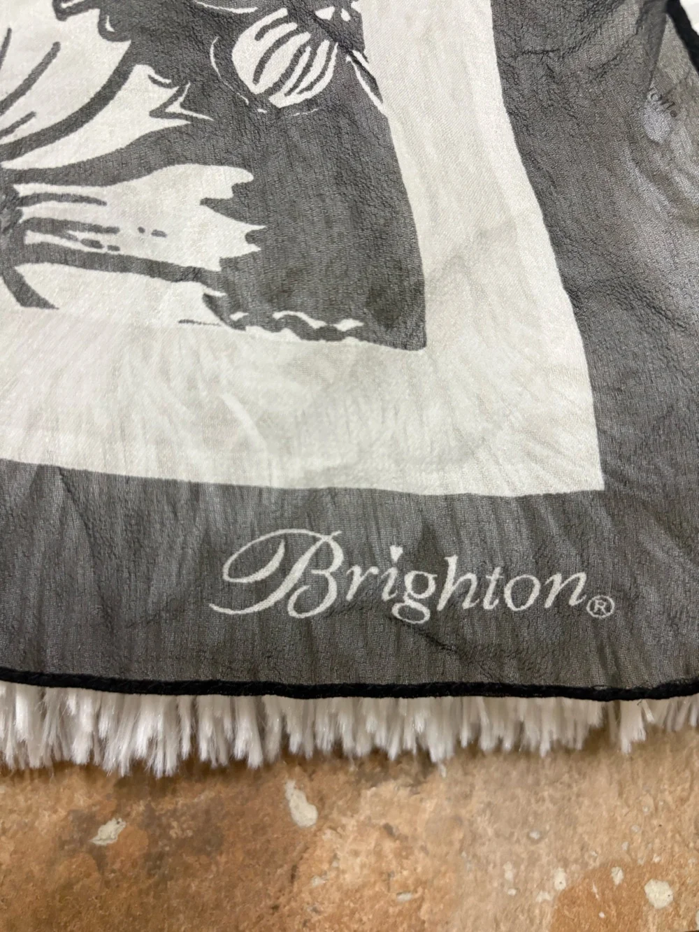 Brighton Black and White Floral Sheer Scarf